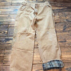 Vintage Carhartt Carpenter Pants B111 BRN Flannel Lined Duck Canvas Mens 36X30
